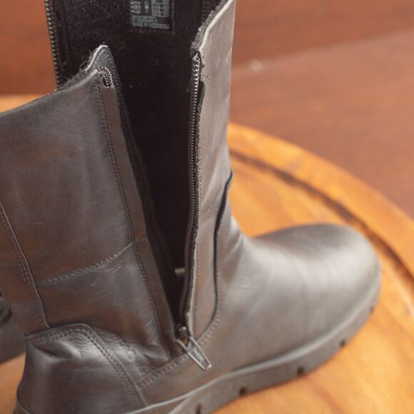 ECCO Bella Leather Double Zip Comfort Lightweight Boots Womens EU SZ 38 US 7 BLK - Picture 9 of 10